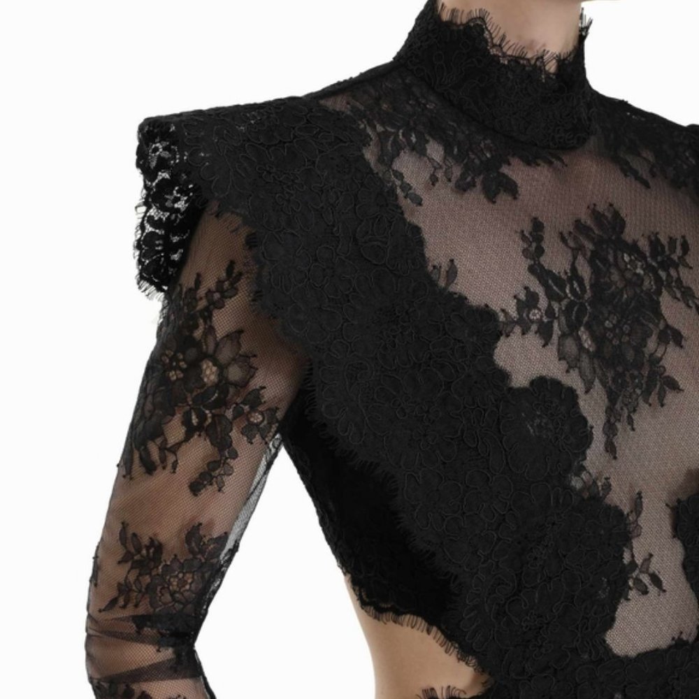 NWOT Authentic ZIMMERMANN Sensory lace linen and silk midi dress Size 1 Black - Picture 7 of 16
